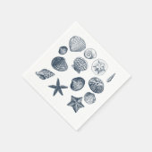 nautische blauwe schelpen servetten (Hoek)