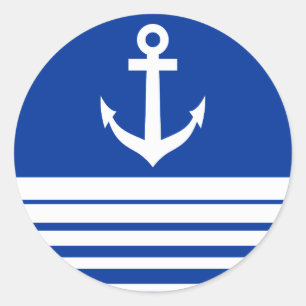 Nautische blauwe stickers met scheepsanker