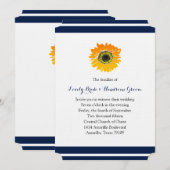 Nautische Blauwe Strepen Zonnebloem Huwelijksuitno Kaart (Voorkant / Achterkant)