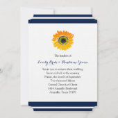 Nautische Blauwe Strepen Zonnebloem Huwelijksuitno Kaart (Voorkant)