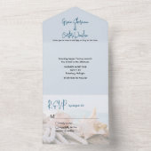 nautische blauwe water schelpen strand bruiloft all in one uitnodiging (Binnen)