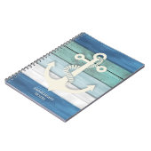 Nautische blauwe witte kleurstof notitieboek (Linkerzijde)