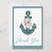 Nautische Blauwgroen Aqua Turquoise Blauwe Bloemen Bedankkaart (Voorkant)