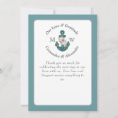 Nautische Blauwgroen Aqua Turquoise Blauwe Bloemen Bedankkaart (Achterkant)