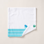 Nautische Blauwgroen blauwe walvisgolven Bad Handdoek (Wasdoekje)