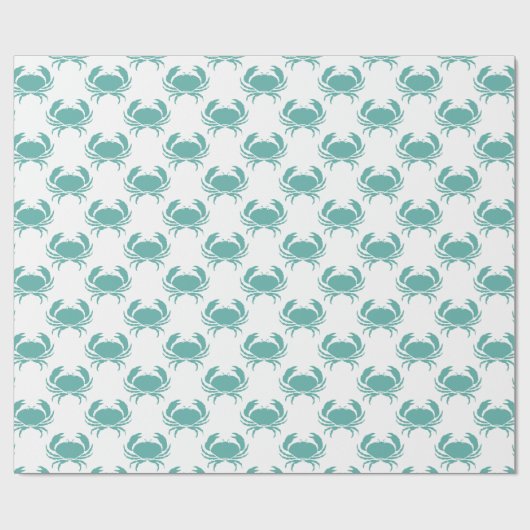 Nautische Blauwgroen krabpatroon Cadeaupapier (Vlak)