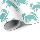 Nautische Blauwgroen krabpatroon Cadeaupapier (Rol Hoek)