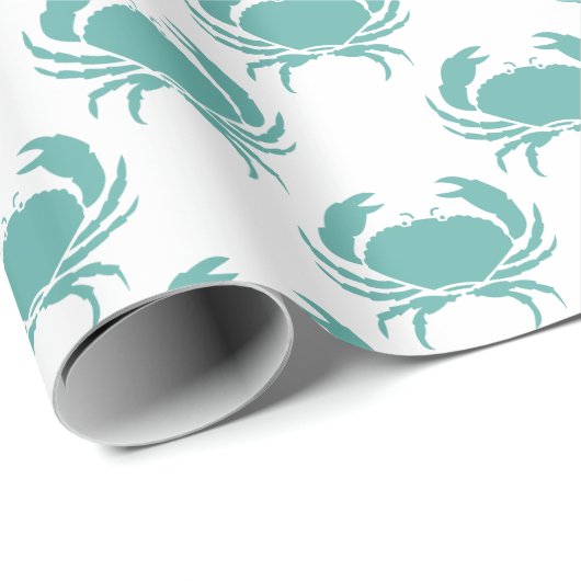 Nautische Blauwgroen krabpatroon Cadeaupapier (Rol Hoek)