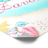 Nautische Blauwgroen Zeemeermin Party Favor Displa Poster (Hoek)