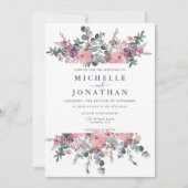 nautische bloemanker bruiloft uitnodiging (Voorkant)