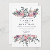 nautische bloemanker bruiloft uitnodiging (Voorkant / Achterkant)