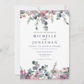 nautische bloemanker bruiloft uitnodiging (Voorkant)