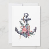 nautische bloemanker bruiloft uitnodiging (Achterkant)