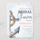 Nautische bloemanker streep bruidsdouche kaart (Voorkant)