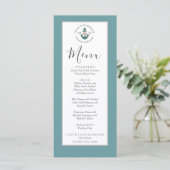 Nautische bloemankerpoeder Blauwgroen Aqua Blue Menu (Staand voorkant)