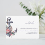 Nautische Bloemen Anker Bruiloft Behuizing Kaart (Staand voorkant)