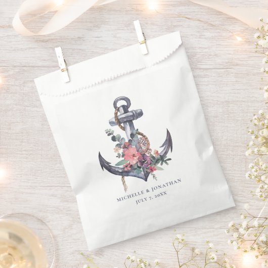 Nautische Bloemen Anker Bruiloft Gift Favor Bag Bedankzakje (Geknipt)