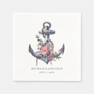 Nautische Bloemen Anker Bruiloft Servet