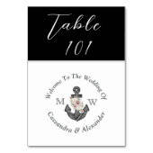 Nautische Bloemen Anker Bruiloft Zwart-wit Kaart (Achterkant)