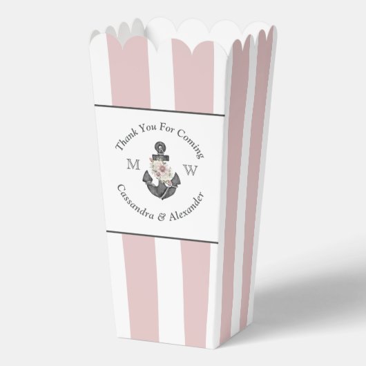 Nautische Bloemen Anker Wit Blush Roze Rose Bedankdoosjes (Achterkant)