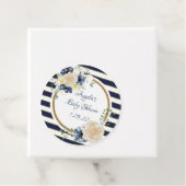 Nautische Bloemen Elegante Marine & Goud Gepersona Bedankjes Labels (In situ)