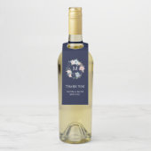 Nautische bloemen en monogram | Bruiloft Flessenhanger (Op fles)