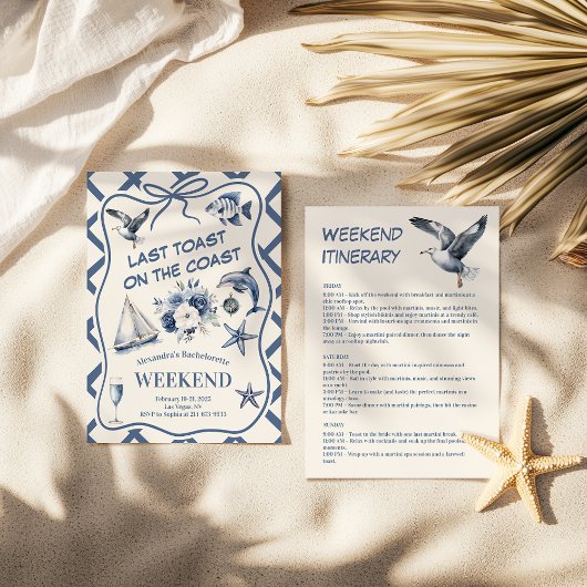Nautische bloemen en oceaan iconen Bachelorette Kaart