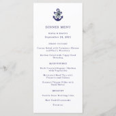 Nautische Bloemen | Navy Bloemanker Trouwmenu Menu (Voorkant)