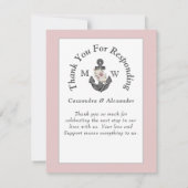 Nautische Blush Roze Bloemen Anker Bruiloft RSVP Kaartje (Achterkant)