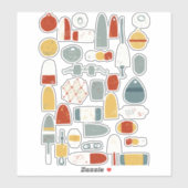 Nautische boeien en Vissen drijvende beugels Sticker (Vel)