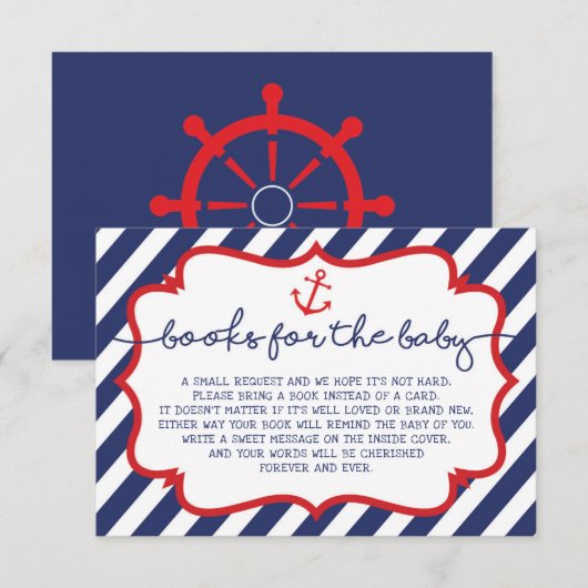 Nautische boeken voor Baby Insert Kaart Navy Anker (Voorkant / Achterkant)
