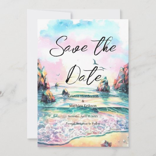 Nautische Boho Beach bruiloft Save The Date (Voorkant)