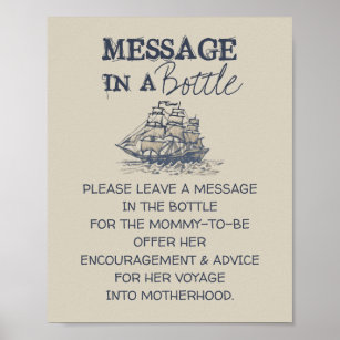  nautische boodschap in een baby op een fles poster