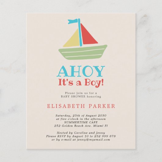 Nautische boot Ahoy is een baby shower-brochure Flyer (Voorkant)