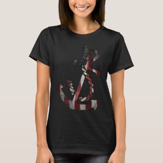  nautische boot anker Amerikaanse vlag oceaan F T-shirt