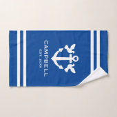 Nautische boot anker blauw en wit aangepaste naam bad handdoek (Handdoek)