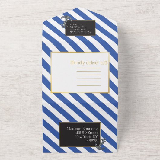 Nautische Boot Anker Fabulous Zeilbruiloft All In One Uitnodiging (Buitenkant)