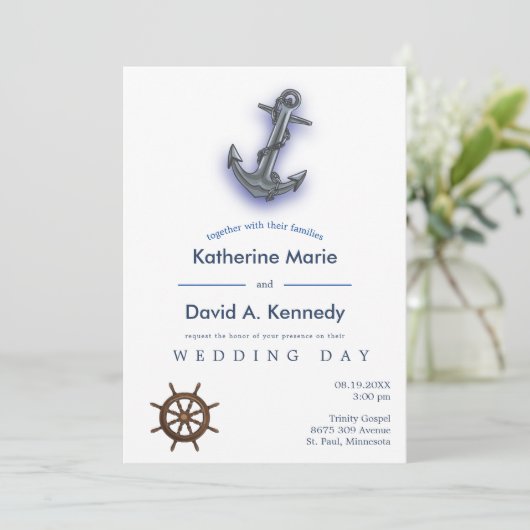 Nautische Boot Anker Fabulous Zeilbruiloft Kaart (Staand voorkant)