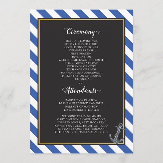 Nautische Boot Anker Fabulous Zeilbruiloft Programmakaart (Achterkant)