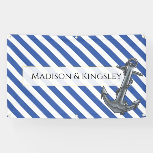 Nautische Boot Anker Fabulous Zeilbruiloft Spandoek (Horizontaal)