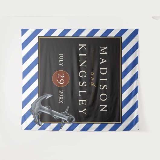 Nautische Boot Anker Fabulous Zeilbruiloft Wandkleed (Voorkant (horizontaal))