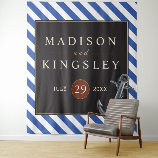 Nautische Boot Anker Fabulous Zeilbruiloft Wandkleed (In situ)