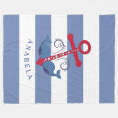 Nautische boot anker met walvissen witte strepen fleece deken (Voorkant (Horizontaal))