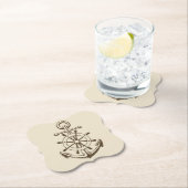  Nautische Boot Anker & Ship Wheel Tan Kartonnen Onderzetters (Insitu)