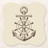  Nautische Boot Anker & Ship Wheel Tan Kartonnen Onderzetters (Voorkant)