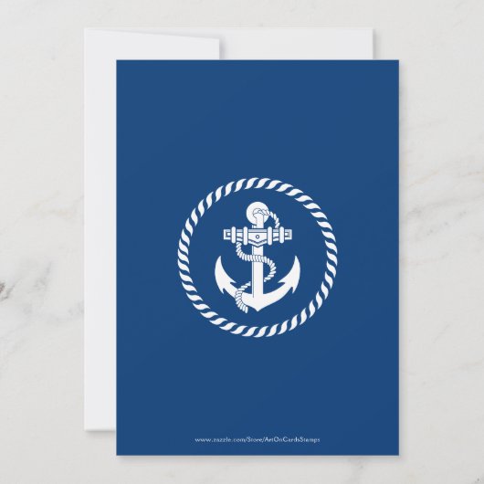 Nautische Boot Anker Touw Verjaardagsfeestje Kaart (Achterkant)