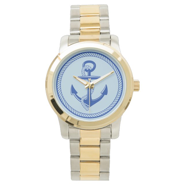 Nautische Boot Anker Touw Zeilboot Horloge (Voorkant)