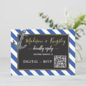 Nautische Boot Anker Zeilbruiloft DIGITALE RSVP Kaart (Staand voorkant)