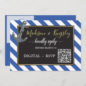 Nautische Boot Anker Zeilbruiloft DIGITALE RSVP Kaart (Voorkant / Achterkant)