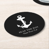 Nautische Boot Anker Zwart Ronde Kartonnen Onderzetter (Gebogen)